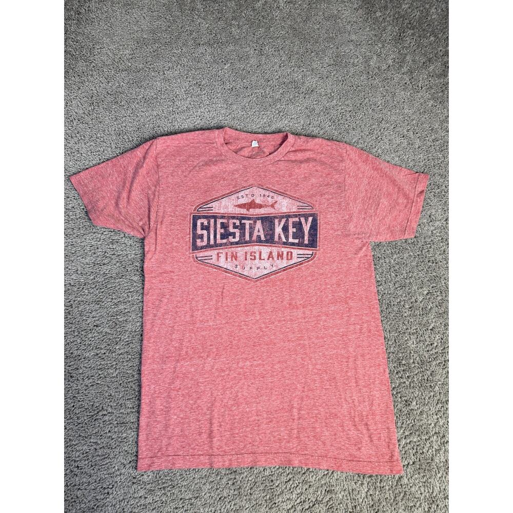 Vintage Siesta Key Shirt Mens S Red Graphic Crew Neck Lightweight Cotton Optima